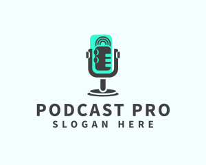 Podcaster - Podcast Media Mic logo design