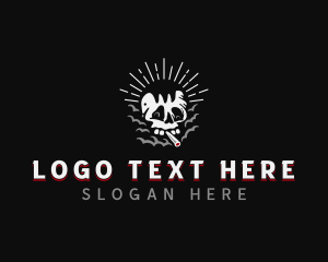 Skull - Cigarette Smoking Skull logo design