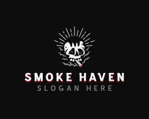 Smoking - Cigarette Smoking Skull logo design