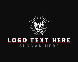 Smoking - Cigarette Smoking Skull logo design