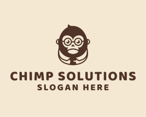 Chimpanzee - Monkey Boss Businessman logo design