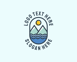 Hiking - Ocean Mountain Camping Outdoor logo design