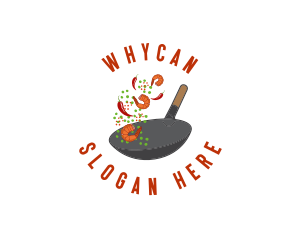 Hot - Spicy  Wok Cooking logo design