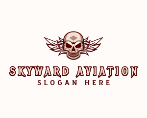 Skull Wings Aviation logo design