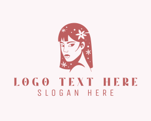 Hairdresser - Floral Woman Hair logo design
