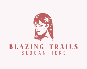 Floral Babe Woman Hair  logo design