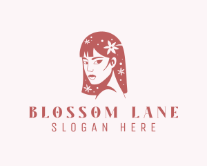 Floral - Floral Woman Hair logo design