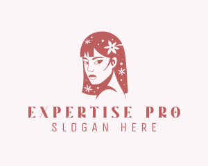 Floral Babe Woman Hair  logo design