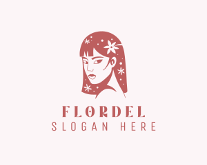 Floral Babe Woman Hair  logo design