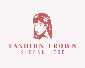 Floral Babe Woman Hair  logo design