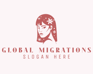 Floral Babe Woman Hair  logo design