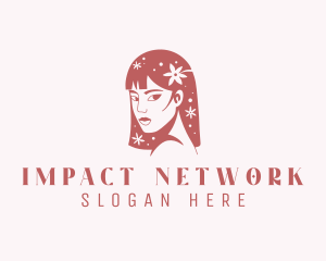 Influencer - Floral Babe Woman Hair logo design