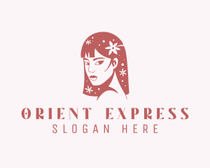 Floral Babe Woman Hair  logo design