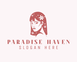 Floral Babe Woman Hair  logo design