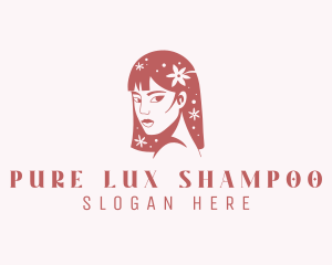 Shampoo - Floral Woman Hair logo design