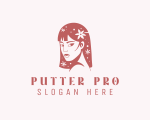 Floral Babe Woman Hair  logo design