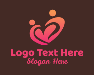 Online Dating Site - Romantic Heart Couple logo design