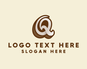 Lettermark - Fancy Brown Script Letter Q logo design