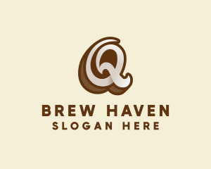 Coffeehouse - Fancy Brown Script Letter Q logo design
