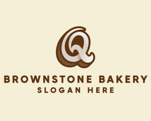 Brown - Fancy Brown Script Letter Q logo design