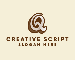 Lettering - Fancy Brown Script Letter Q logo design