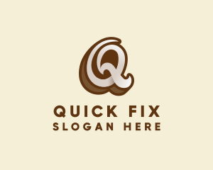 Fancy Brown Script Letter Q logo design