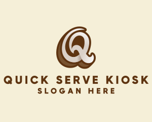 Fancy Brown Script Letter Q logo design