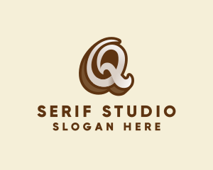 Serif - Fancy Brown Script Letter Q logo design