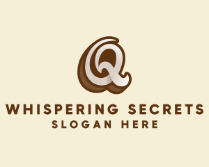 Fancy Brown Script Letter Q logo design