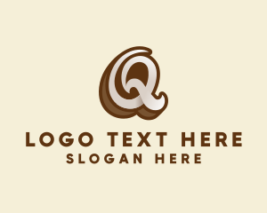 Coffeehouse - Fancy Brown Script Letter Q logo design