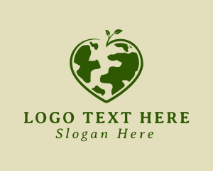 Environmental - Green Heart Earth Leaf logo design