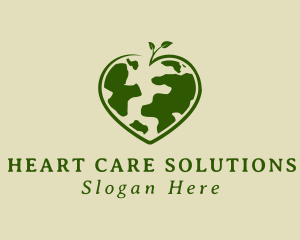 Green Heart Earth Leaf logo design