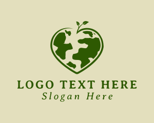 Herbal - Green Heart Earth Leaf logo design