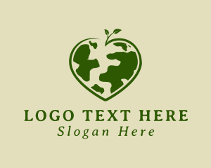 Green Heart Earth Leaf Logo