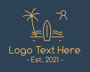 Destination - Minimalist Surfboard Island logo design