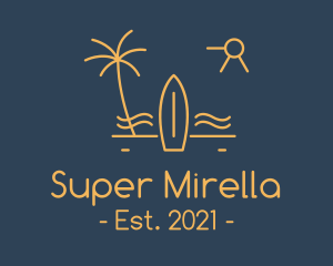 Minimalist Surfboard Island logo design