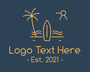Swimming - Minimalist Surfboard Island logo design