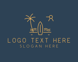 Minimalist Surfboard Island logo design