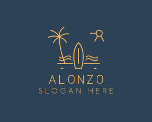 Minimalist Surfboard Island logo design