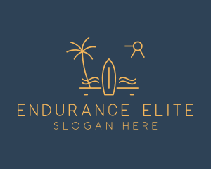 Minimalist Surfboard Island logo design