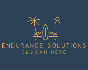 Minimalist Surfboard Island logo design