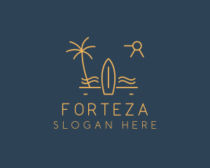 Minimalist Surfboard Island logo design