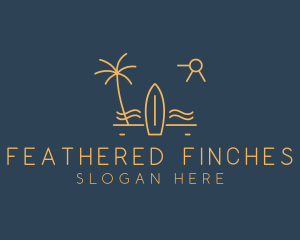 Minimalist Surfboard Island logo design