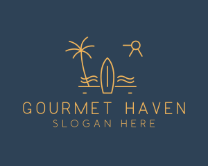 Minimalist Surfboard Island logo design