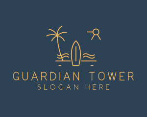 Minimalist Surfboard Island logo design