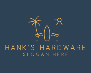 Minimalist Surfboard Island logo design