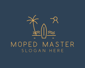 Minimalist Surfboard Island logo design