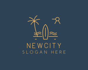 Minimalist Surfboard Island logo design