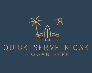 Minimalist Surfboard Island logo design