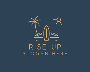 Minimalist Surfboard Island logo design